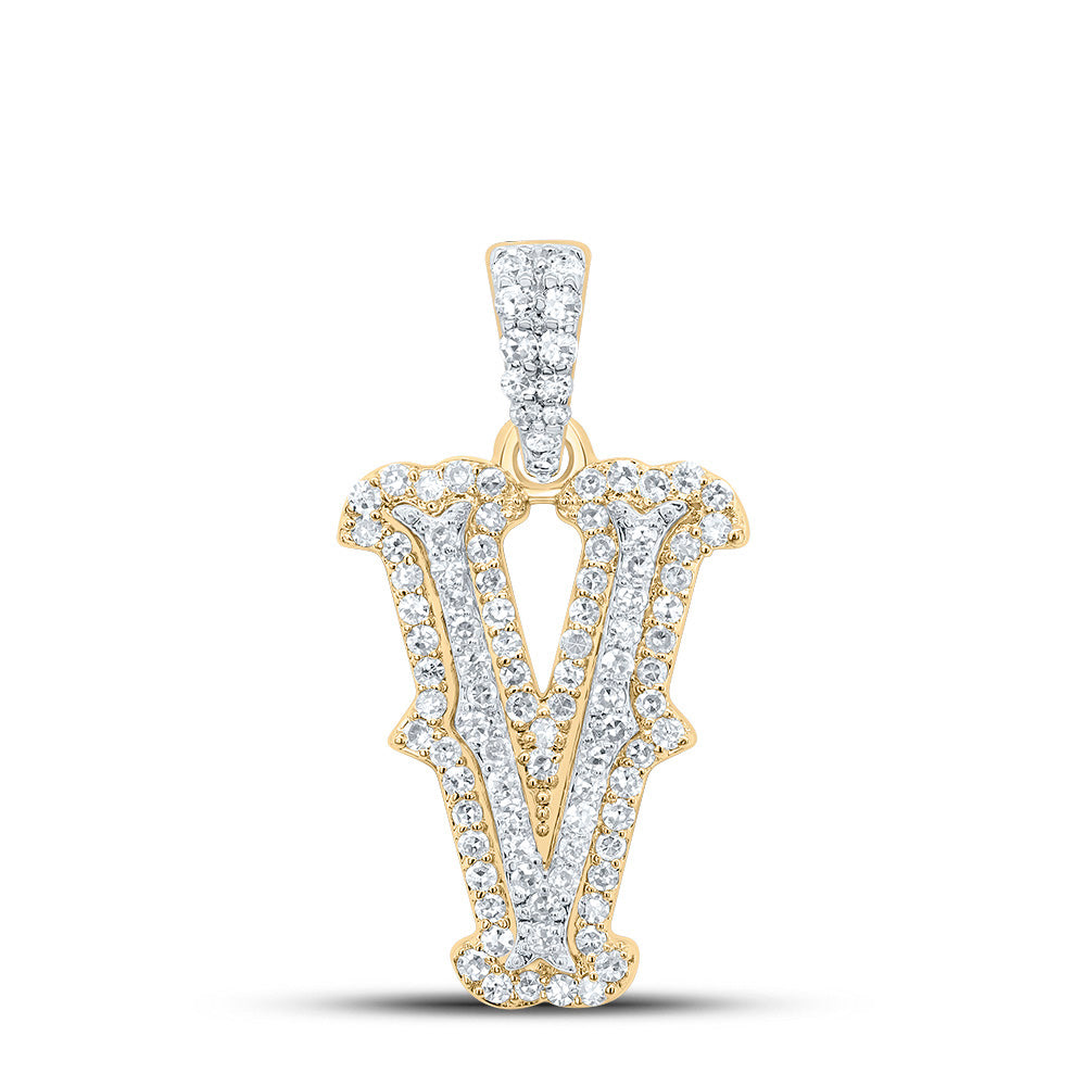 1/3Ctw-Nat Dia Nk Fashion Initial "V" Pendant (1.375 grams)