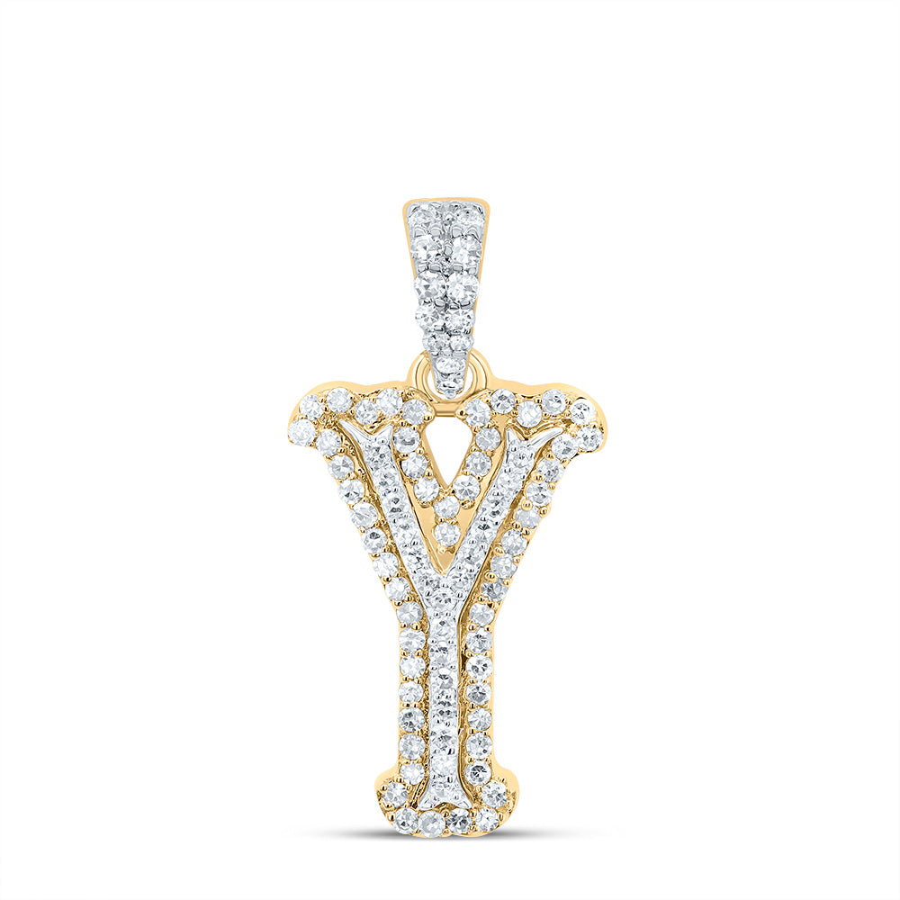 1/4Ctw-Nat Dia Nk Fashion Initial "Y" Pendant (1.146 grams)