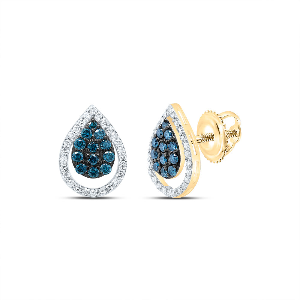 5/8Ctw-Dia Nk Fashion Pear Blue Dia Stud Earring