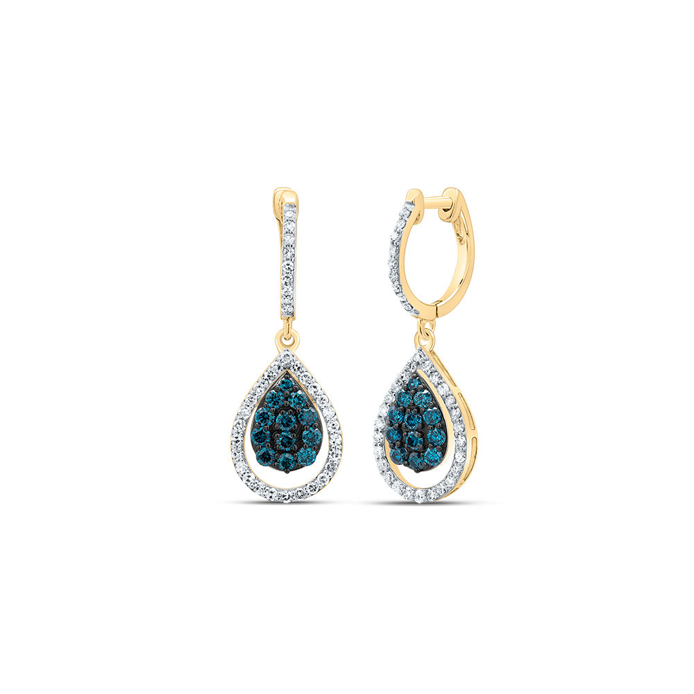 3/4Ctw-Dia Nk Blue Dia Fashion Pear Dangling Earring