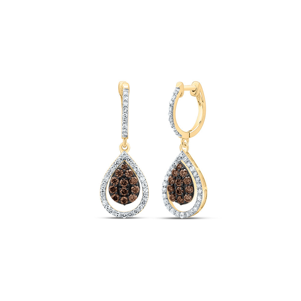 3/4Ctw-Dia Nk Pear Cognac Natural Dangling Earring