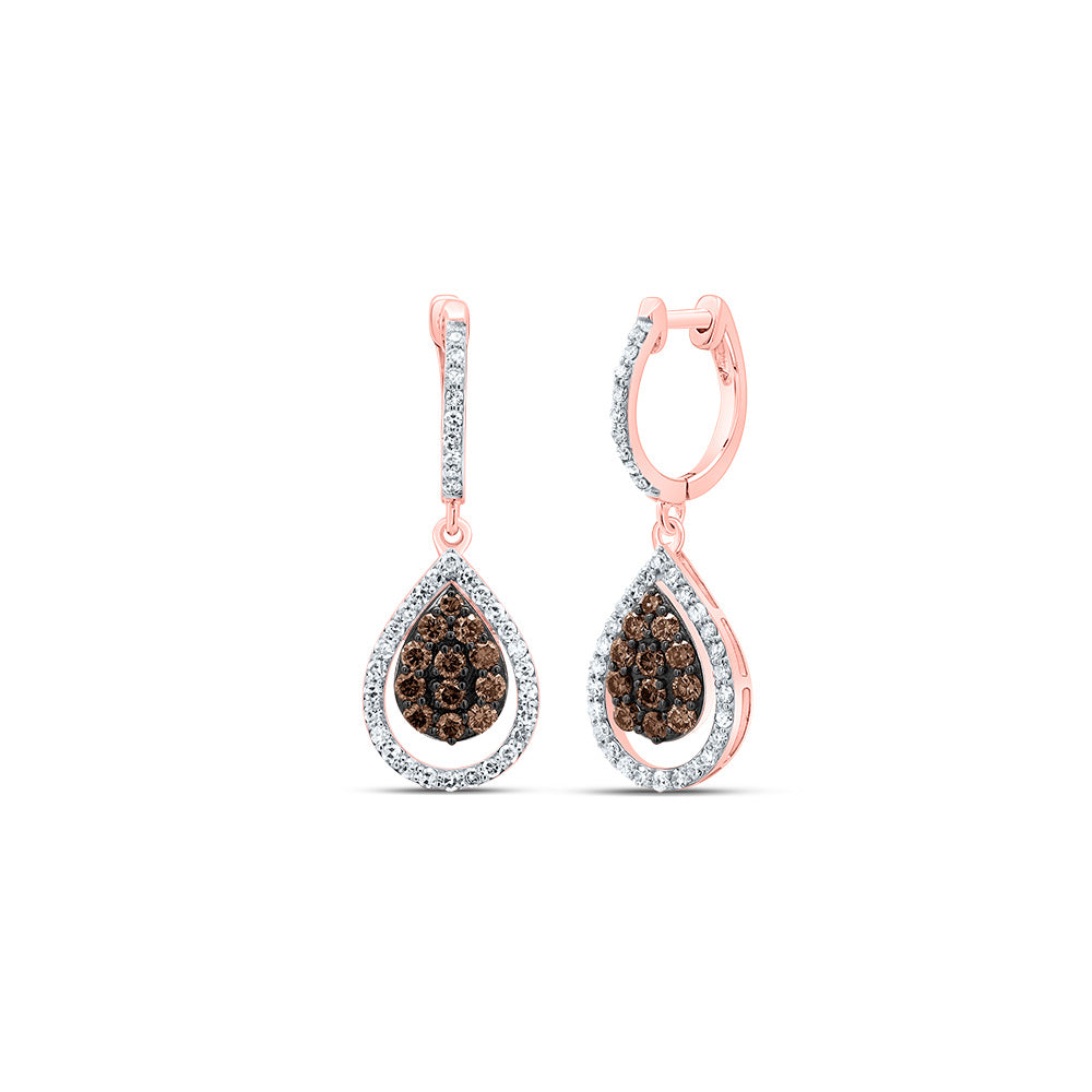 3/4Ctw-Dia Nk Pear Cognac Natural Dangling Earring