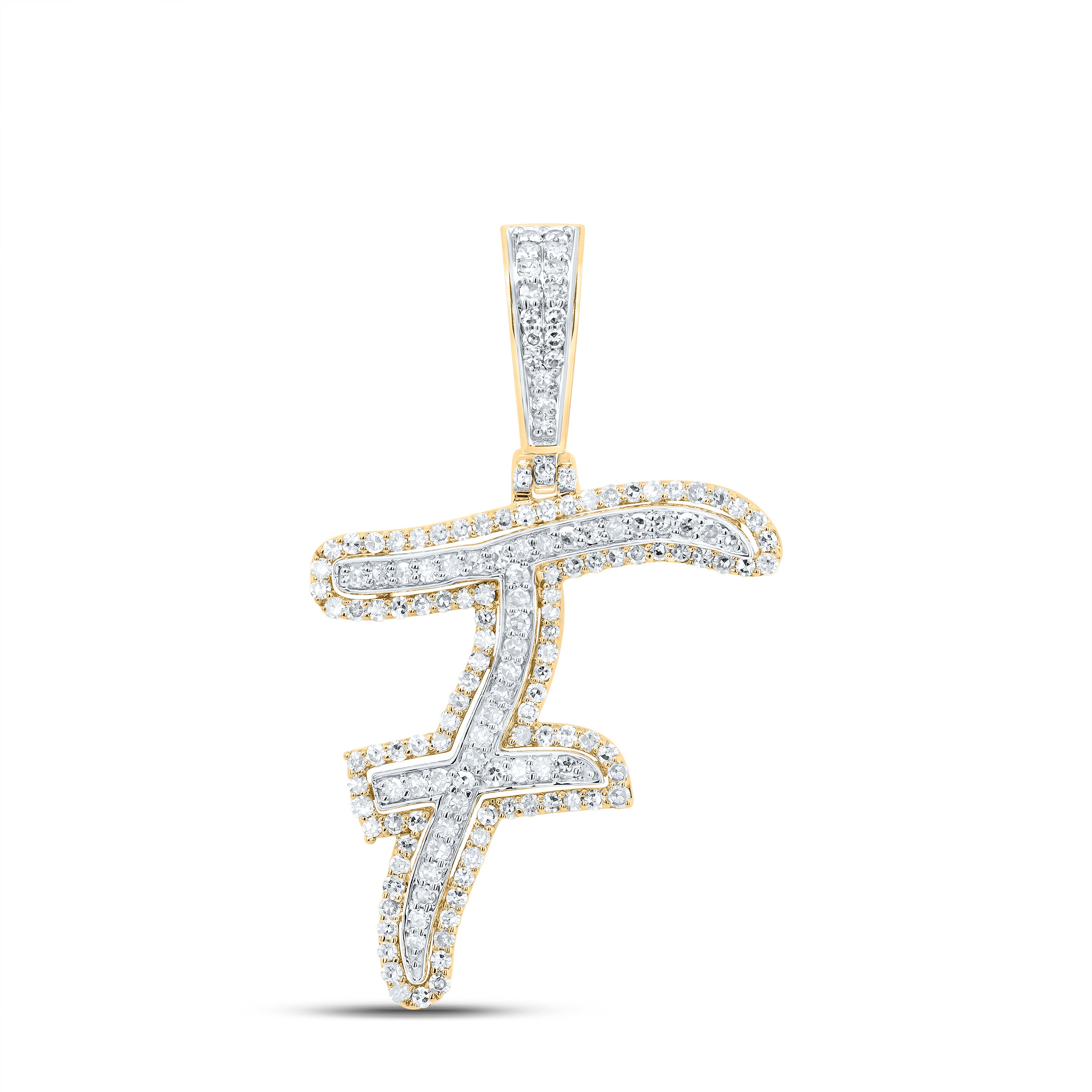5/8Ctw-Dia Nk Fashion Initial "F" Pendant (2.358 grams)