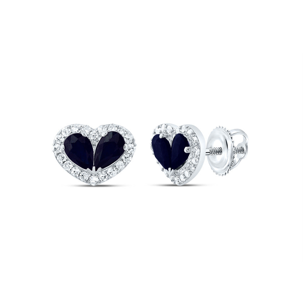 1/5Ctw-Nat Dia Cn 7/8Ctw Ps-Bs Nat Gem Heart Stud Earring
