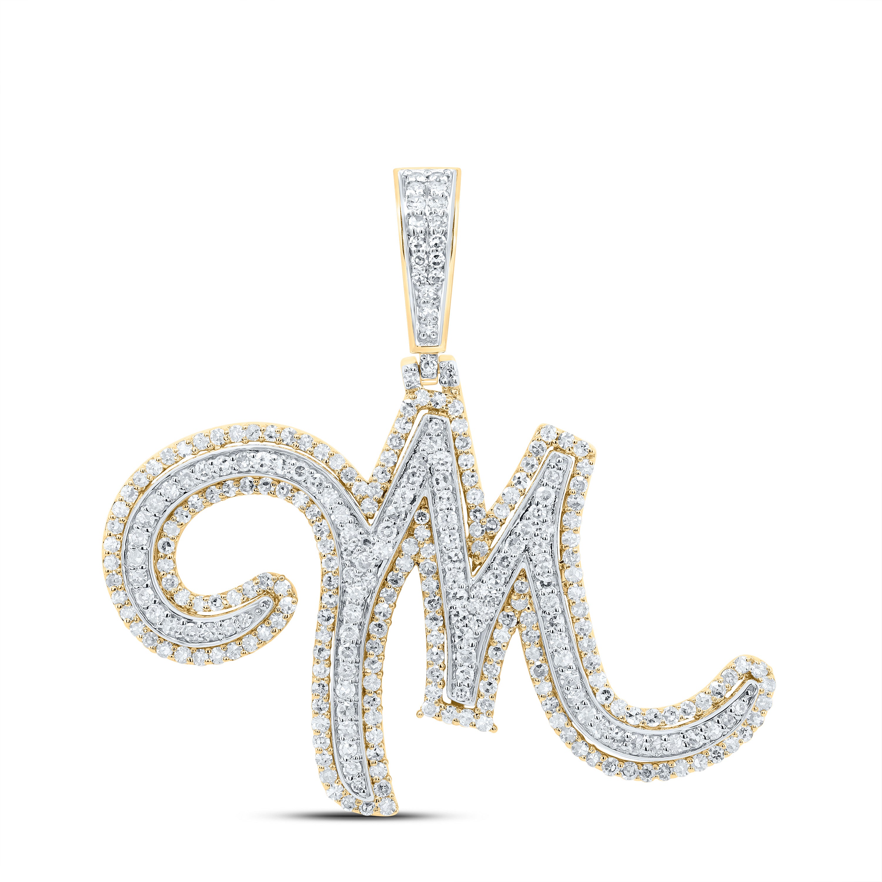 1 1/4Ctw-Dia Nk Fashion Initial "M" Pendant (4.551 grams)