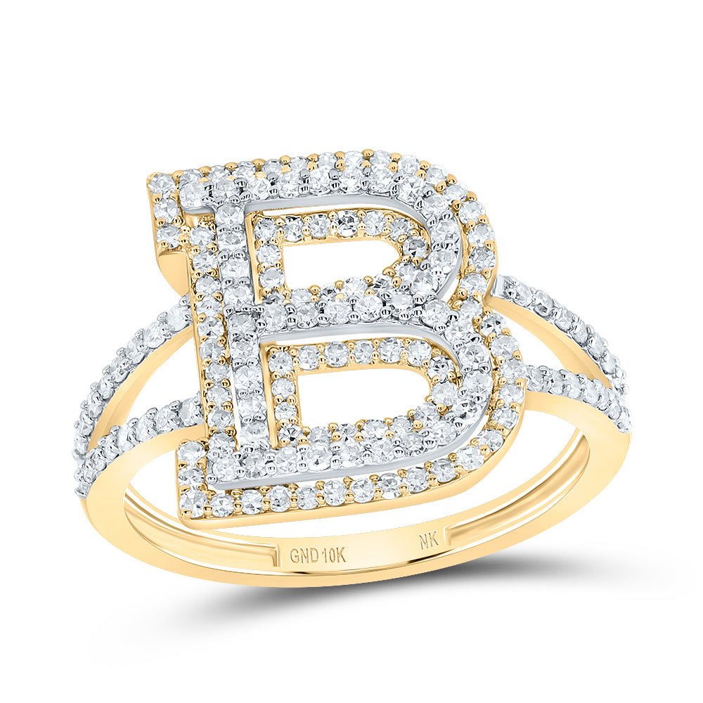 5/8Ctw-Dia Nk Fashion Initial "B" Ladies Ring (2.44 grams)