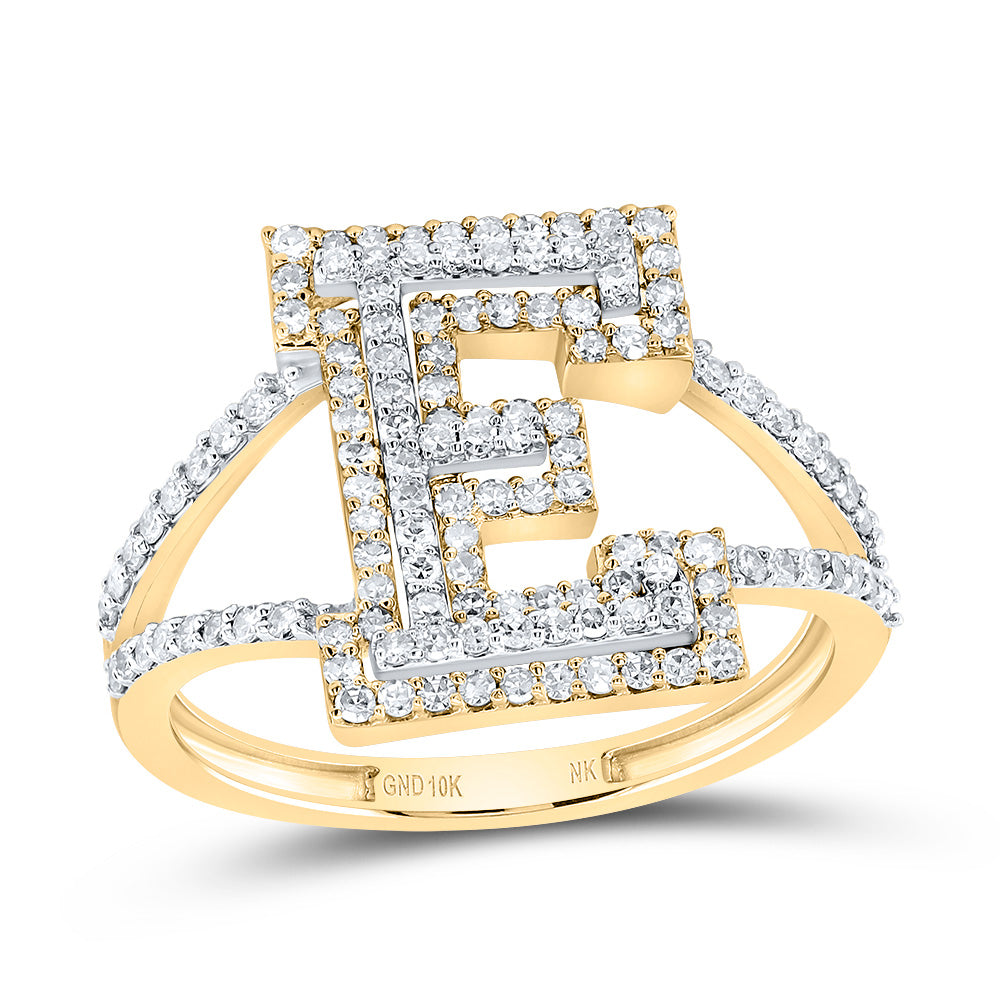 1/2Ctw-Dia Nk Fashion Initial "E" Ladies Ring (2.38 grams)