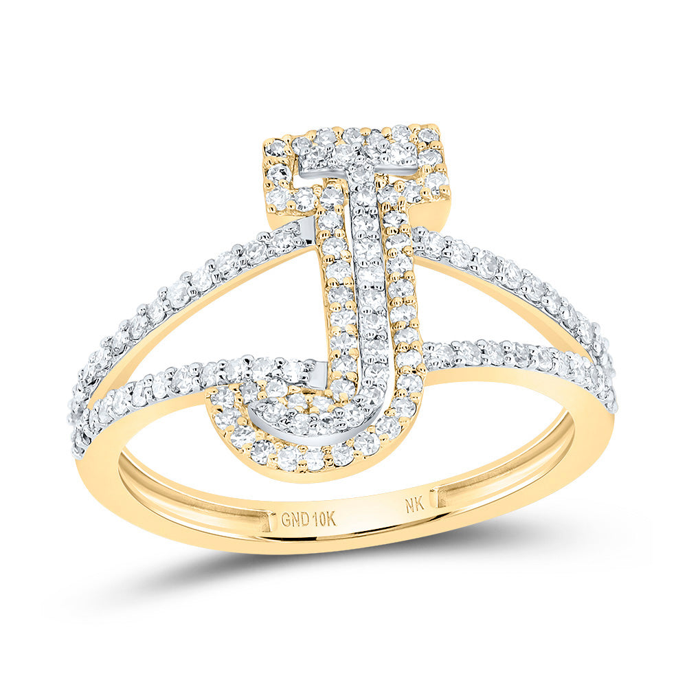 1/2Ctw-Dia Nk Fashion Initial "J" Ladies Ring (2.12 grams)