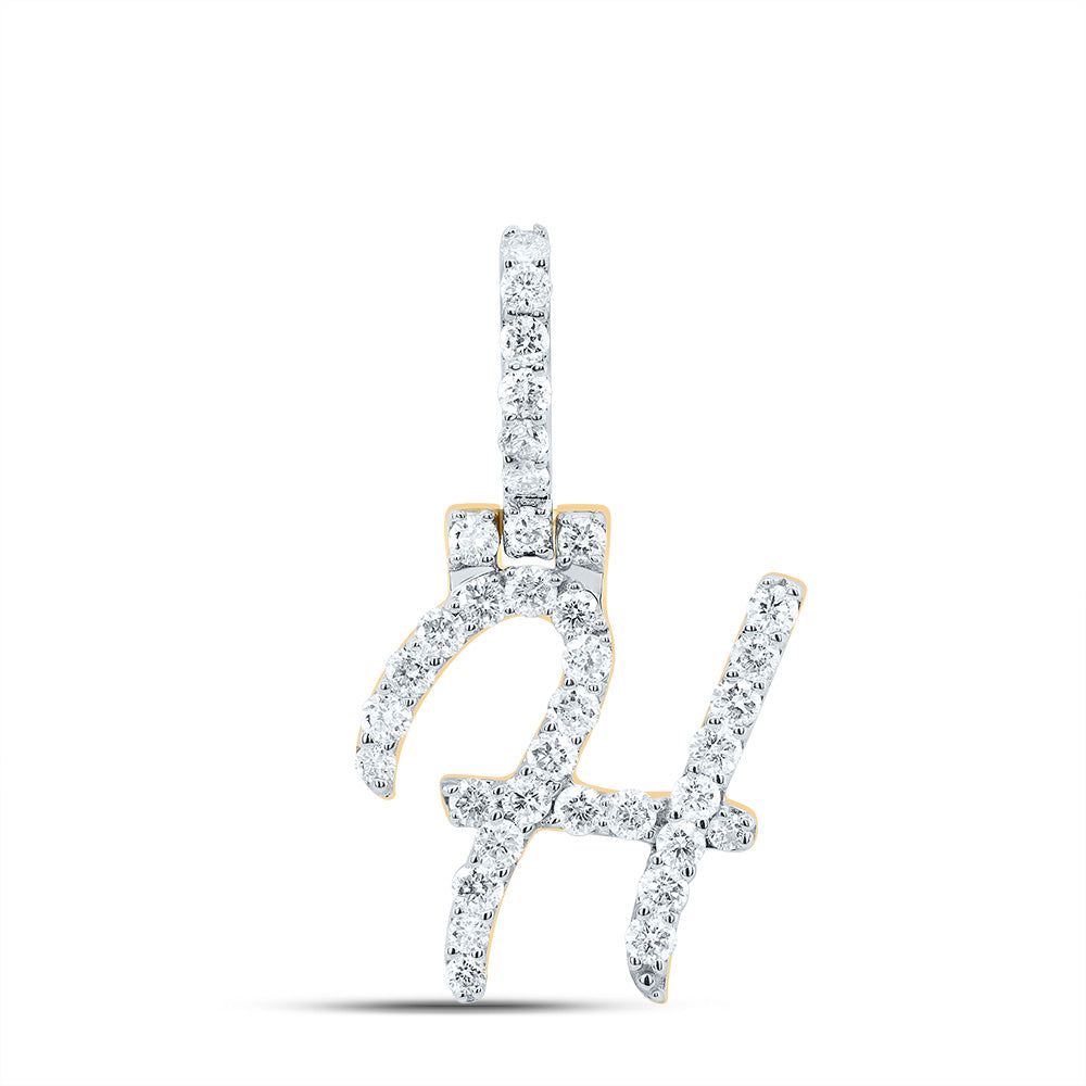 5/8Ctw-Dia Nk Fashion Initial "H" Pendant (1.457 grams)