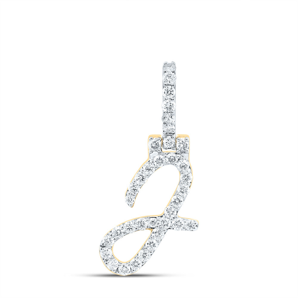1/2Ctw-Dia Nk Fashion Initial "J" Pendant (1.628 grams)