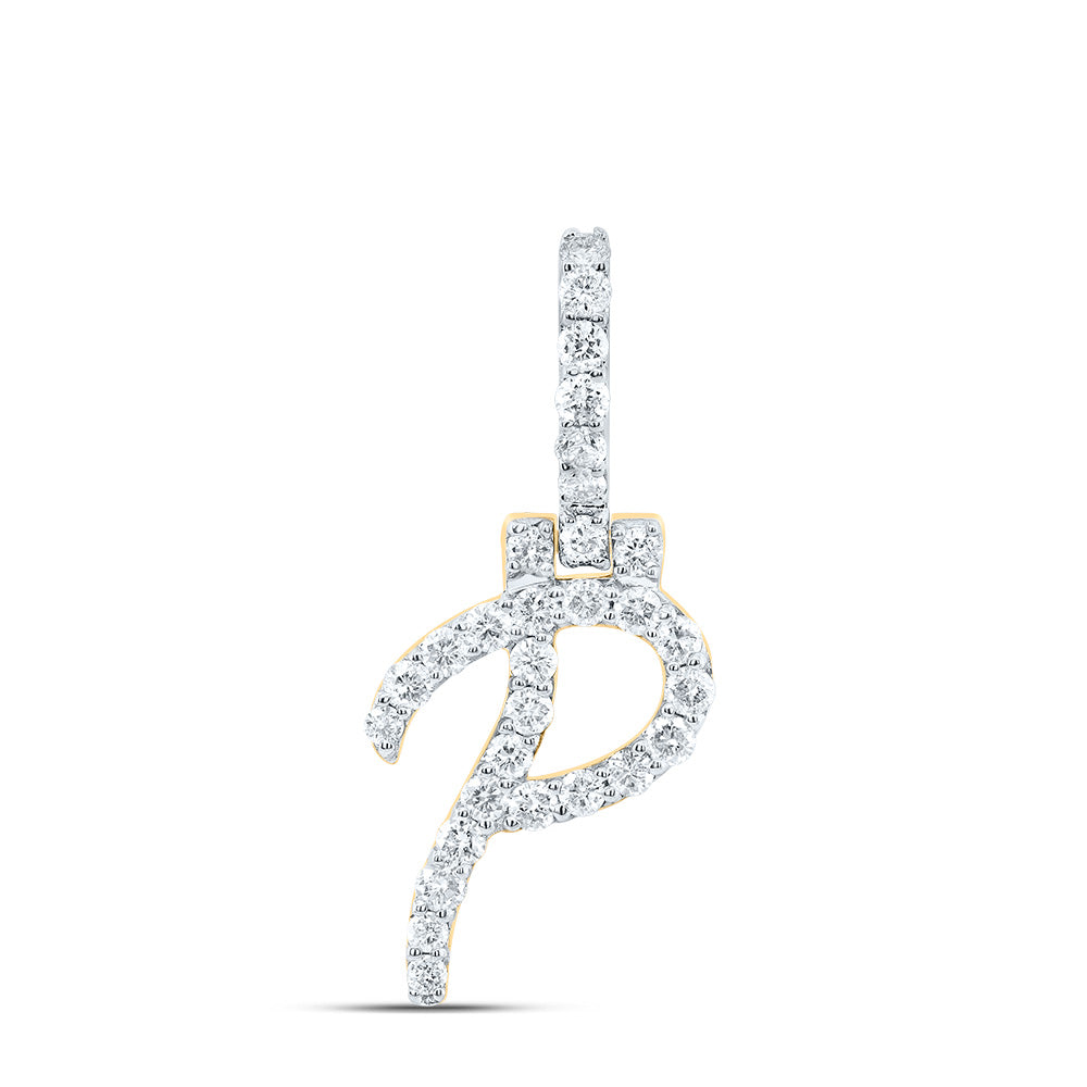 1/2Ctw-Dia Nk Fashion Initial "P" Pendant (1.181 grams)