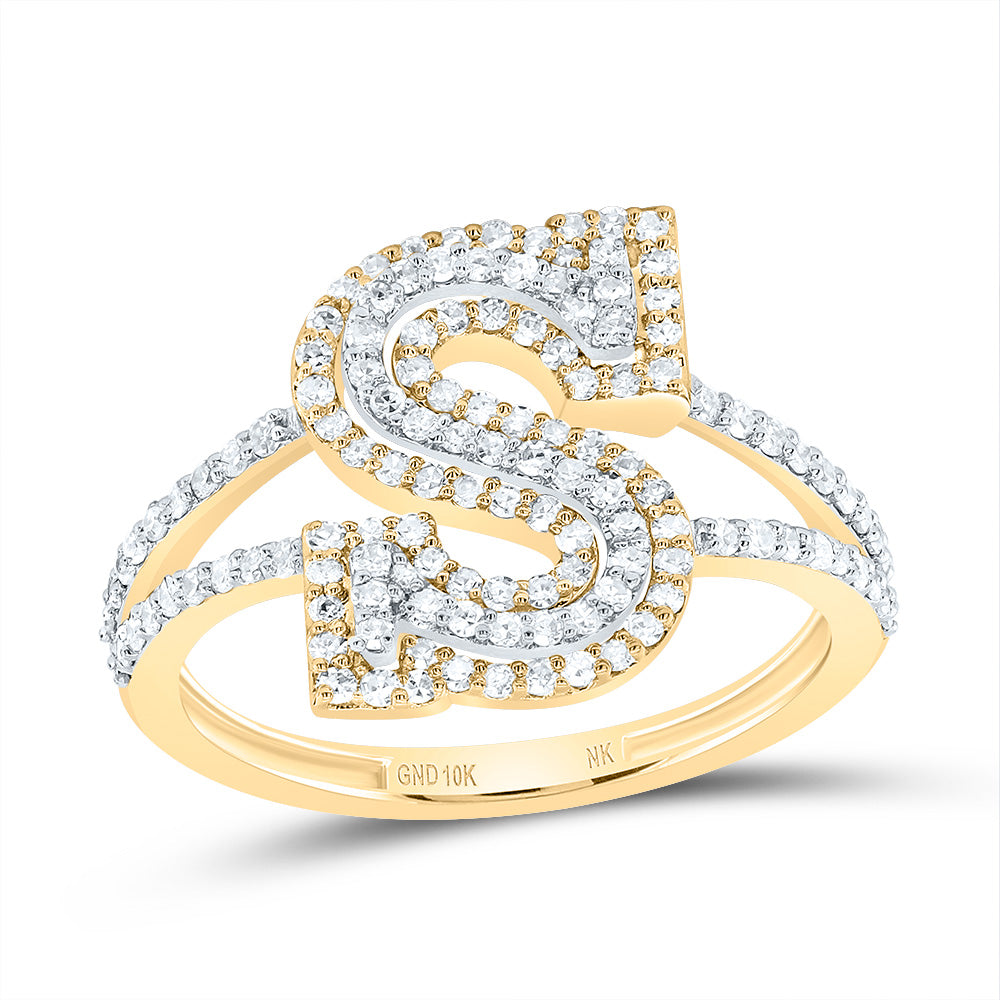 1/2Ctw-Dia Nk Fashion Initial "S" Ladies Ring (2.4 grams)