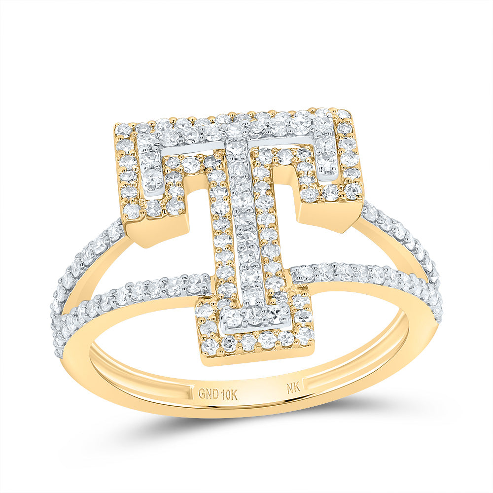 1/2Ctw-Dia Nk Fashion Initial "T" Ladies Ring (2.64 grams)