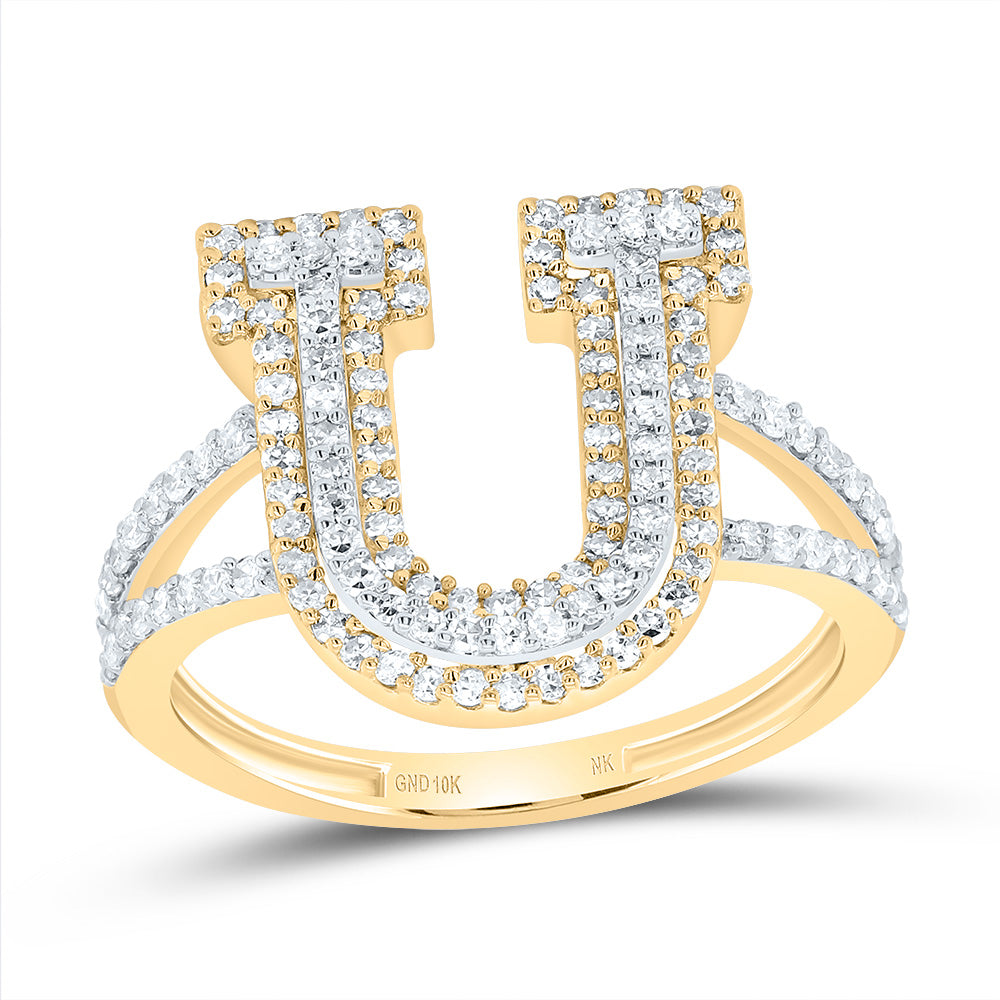 1/2Ctw-Dia Nk Fashion Initial "U" Ladies Ring (2.76 grams)