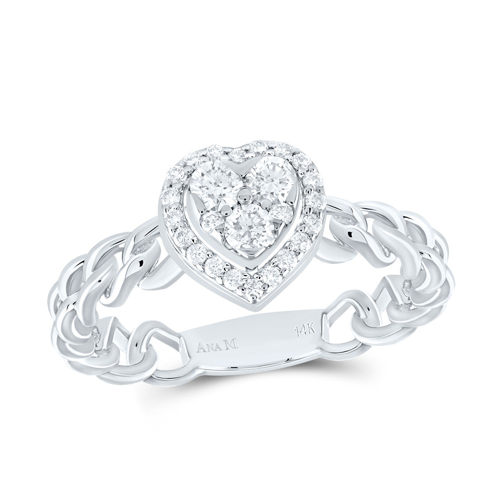 3/8Ctw-Nat Dia Ana M Heart Fashion Ring (3.24 grams)