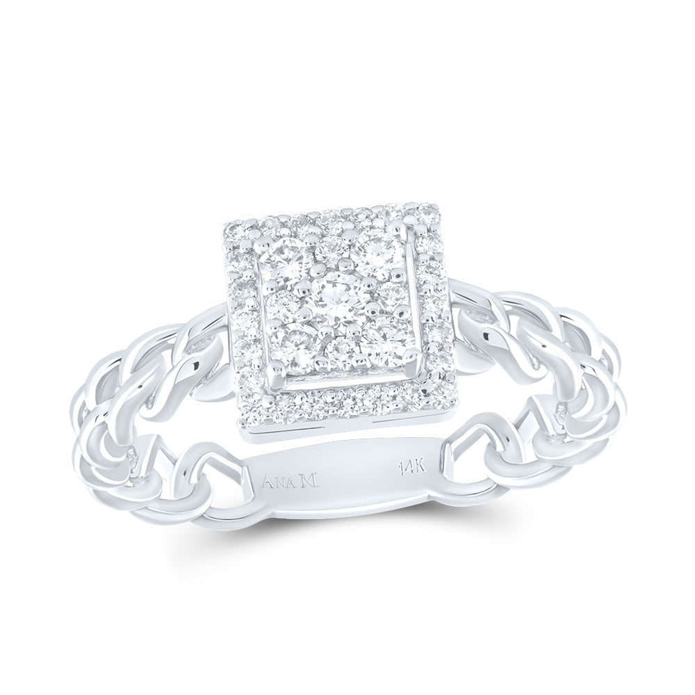 3/8Ctw-Dia Ana M Square Fashion Ring (3.21 grams)