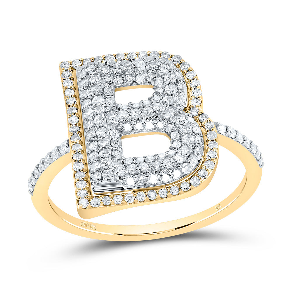 1/2Ctw-Dia Nk Fashion Initial "B" Ladies Ring (2.28 grams)