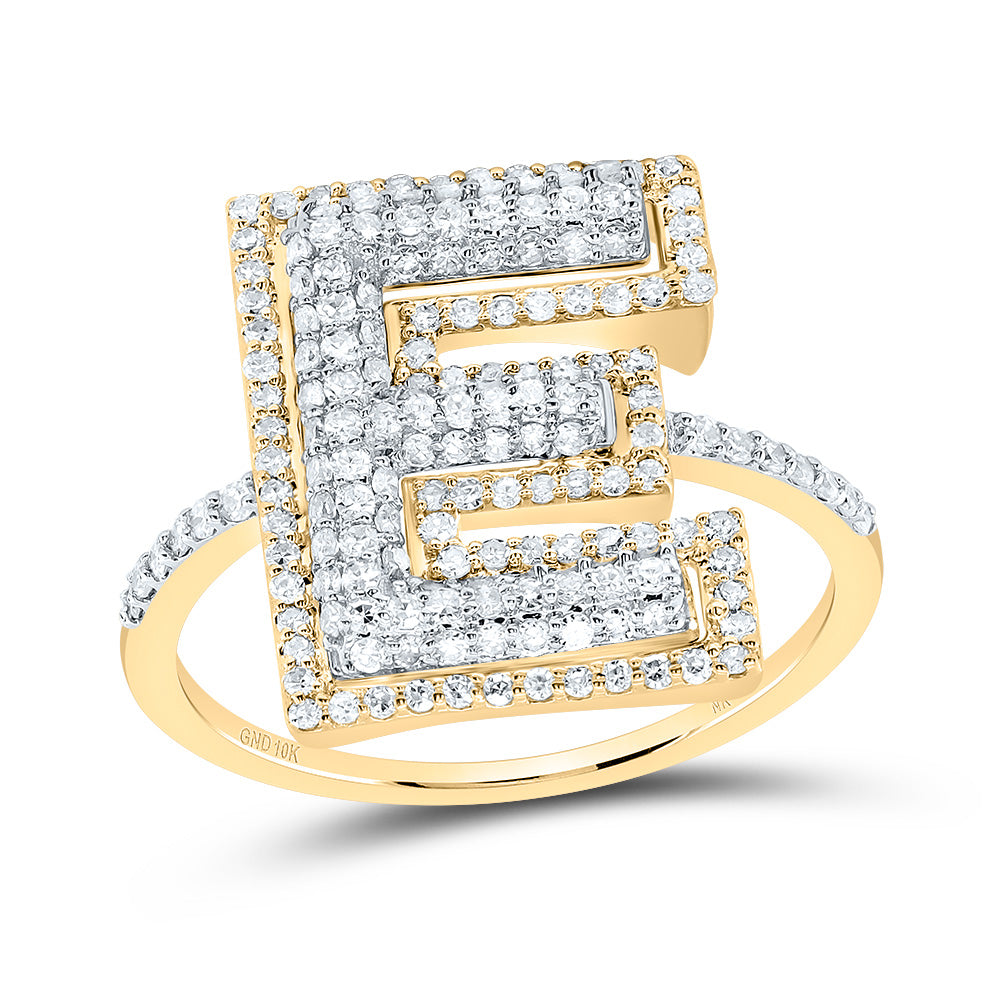 5/8Ctw-Dia Nk Fashion Initial "E" Ladies Ring (2.46 grams)