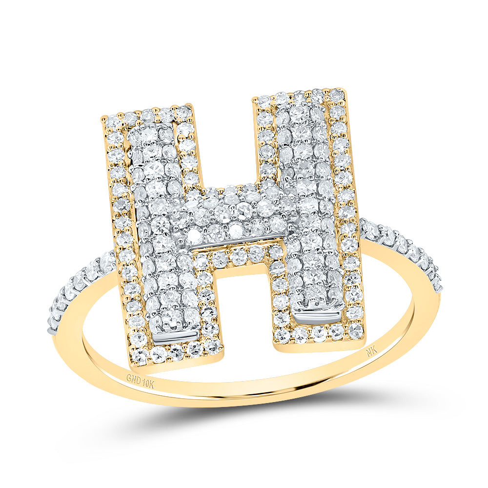 1/2Ctw-Dia Nk Fashion Initial "H" Ladies Ring (2.59 grams)
