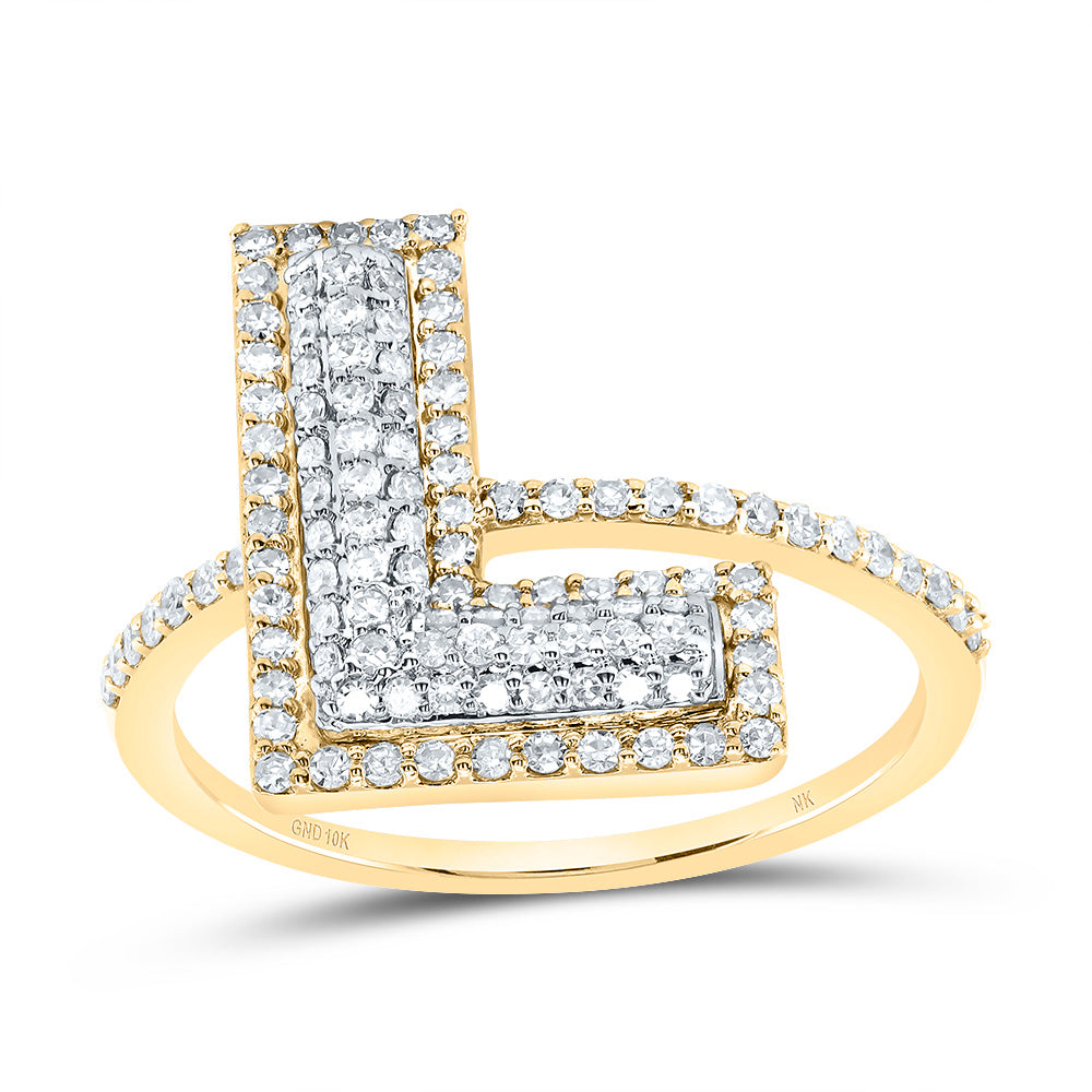 3/8Ctw-Dia Nk Fashion Initial "L" Ladies Ring (2.35 grams)