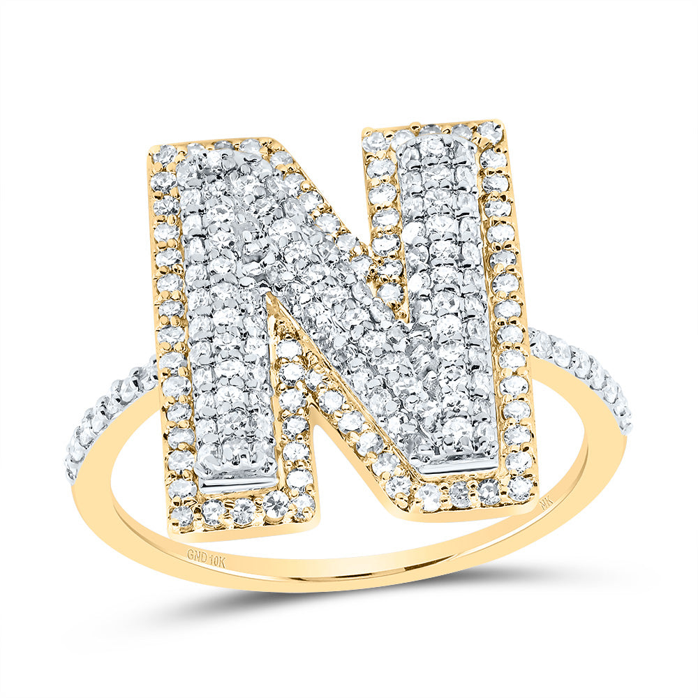 5/8Ctw-Dia Nk Fashion Initial "N" Ladies Ring (2.88 grams)