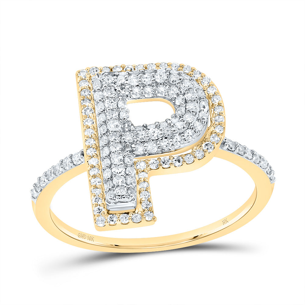 1/2Ctw-Dia Nk Fashion Initial "P" Ladies Ring (1.96 grams)