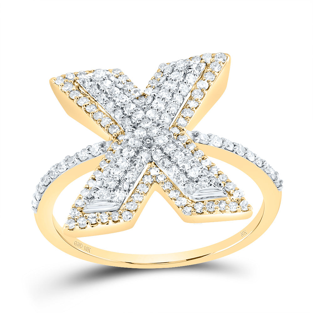 1/2Ctw-Dia Nk Fashion Initial "X" Ladies Ring (2.54 grams)