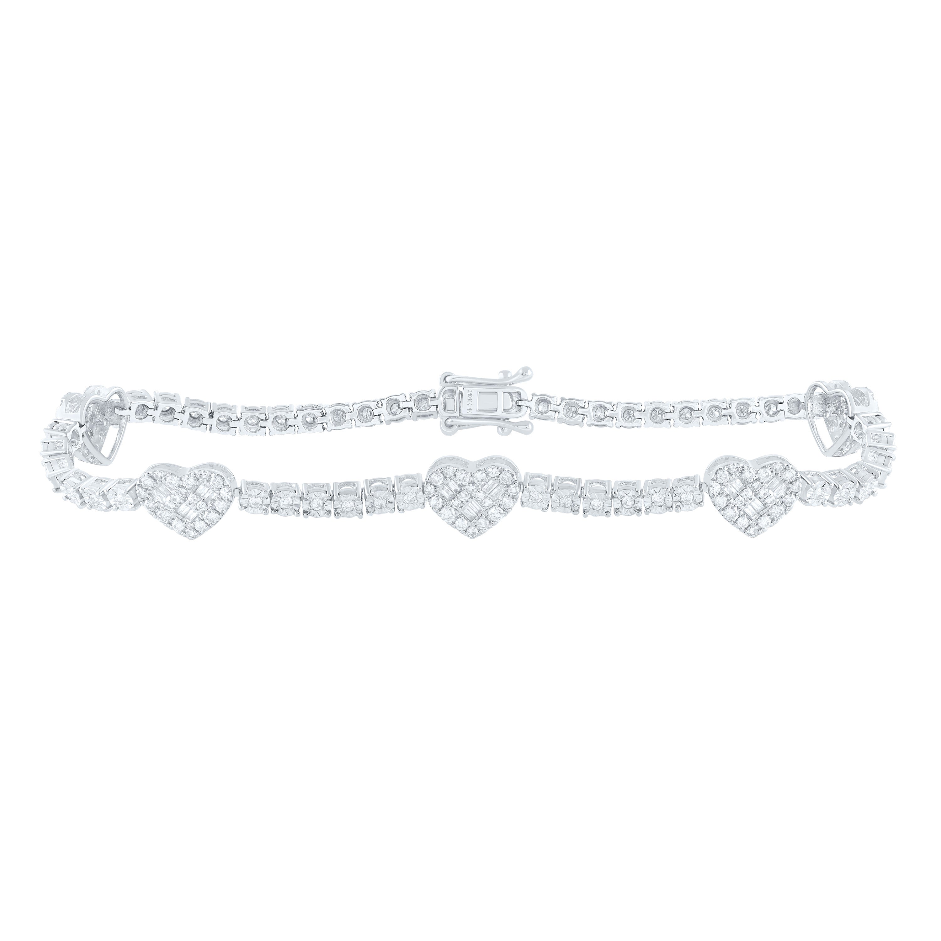 1Ctw-Nat Dia Nk Fashion Heart Tennis Bracelet (7 Inch)