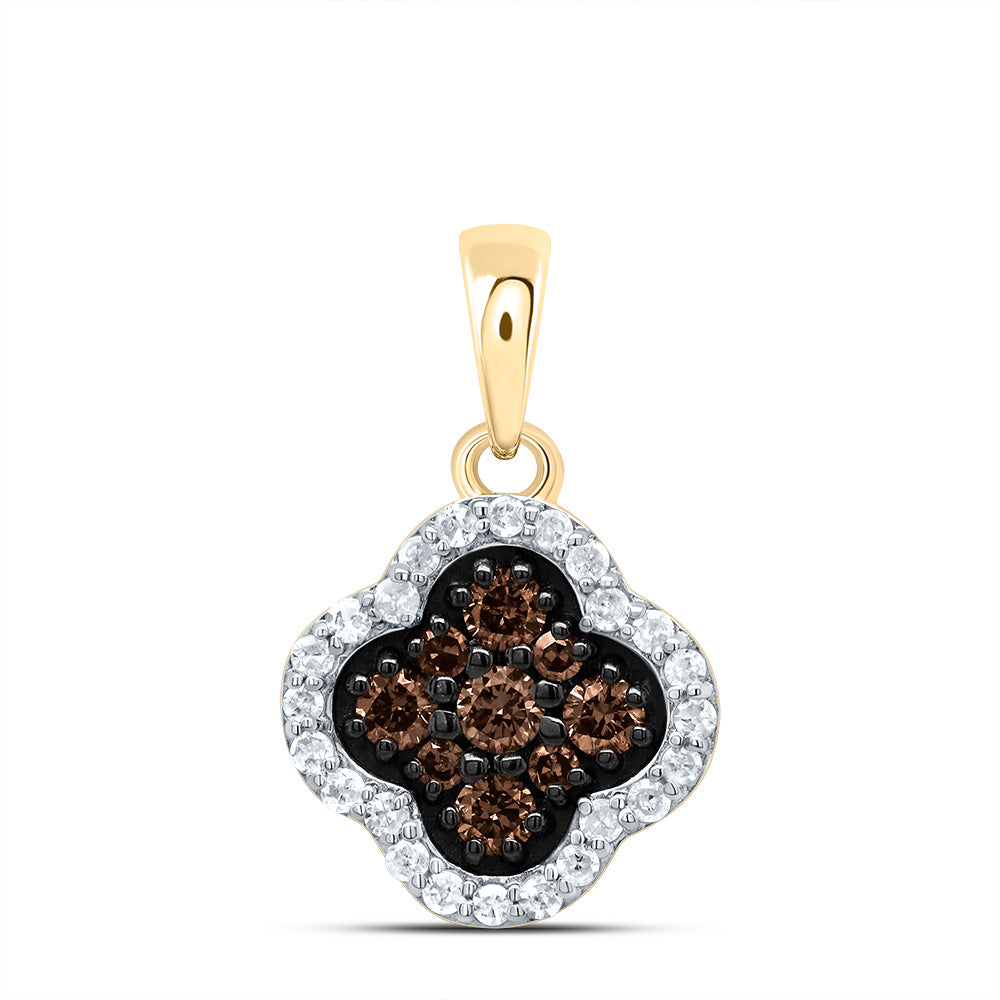 1/4Ctw-Dia P1 Gift Cognac Natural Clover Pendant (0.7688 grams)