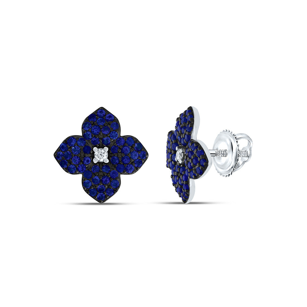 0.03Ctw-Dia Ana M 1/2Ctw-Rd-Bs Nat-Gem Flower Stud Earring