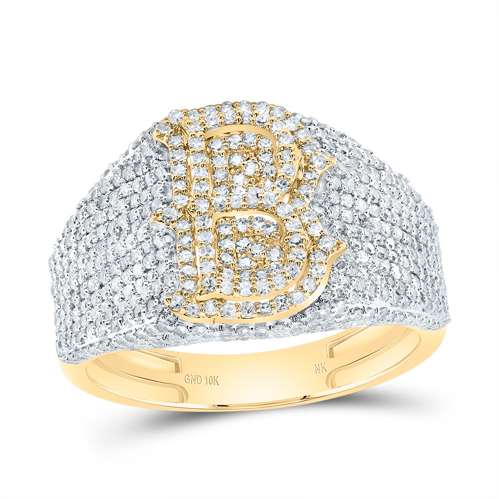 1 3/4Ctw-Dia Nk Initial "B" Men's Ring (4.98 grams)