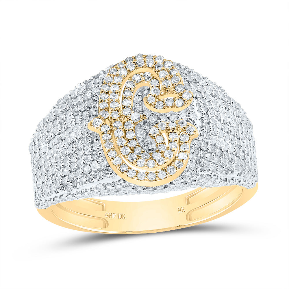 1 1/2Ctw-Dia Nk Initial "C" Men's Ring (4.91 grams)