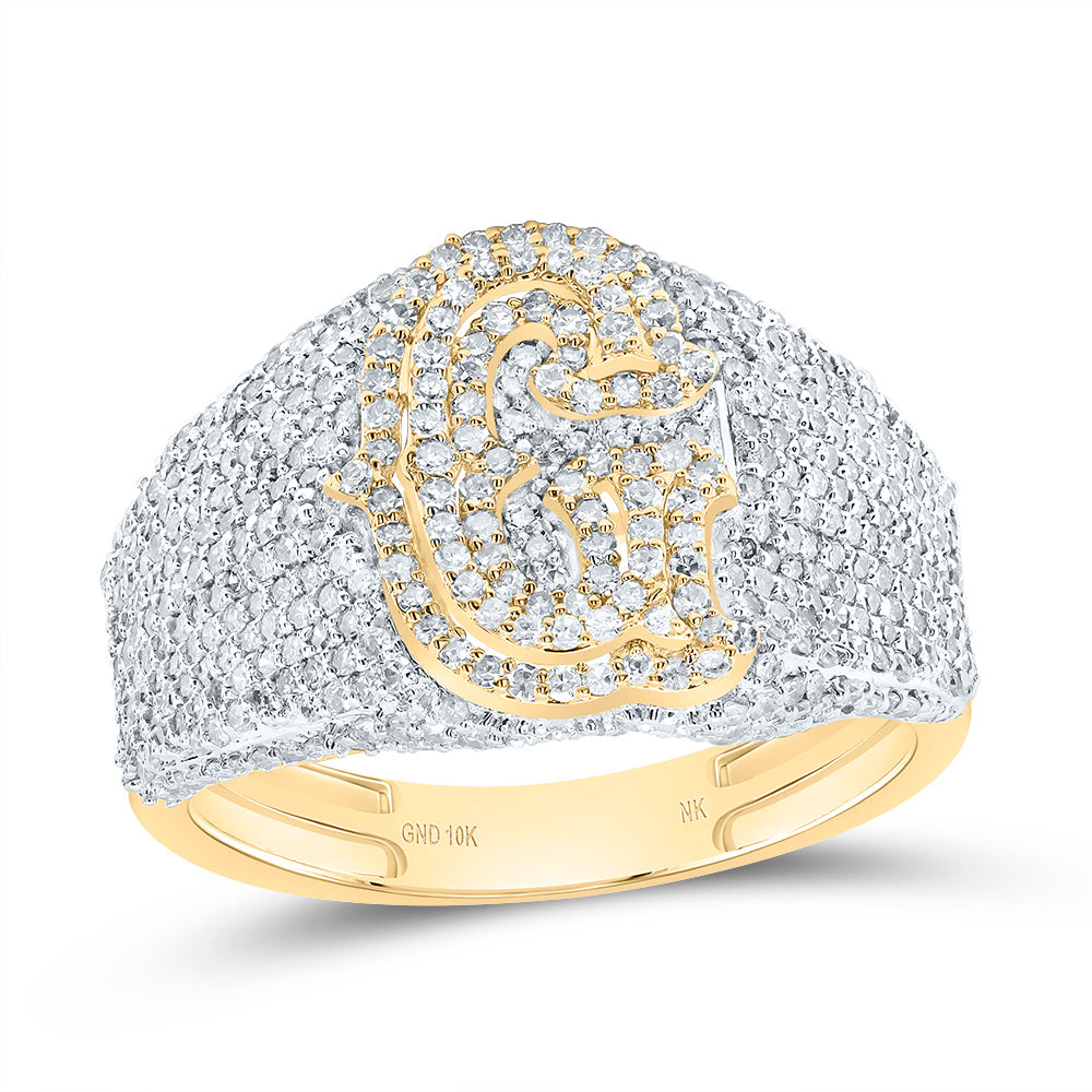 1 3/4Ctw-Dia Nk Initial "G" Men's Ring (5.13 grams)
