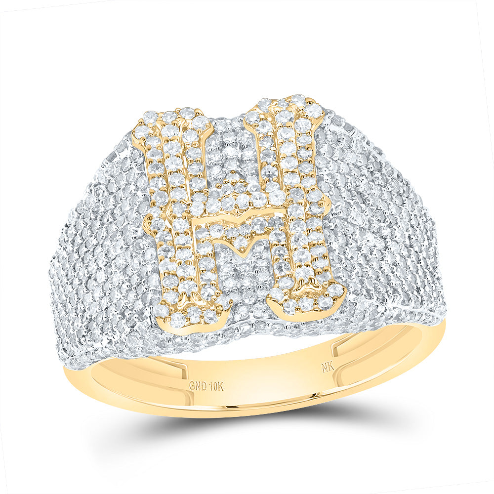 1 3/4Ctw-Dia Nk Initial "H" Men's Ring (5.21 grams)