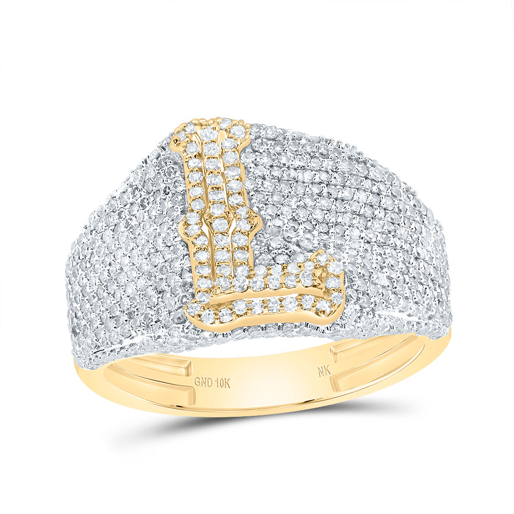 1 3/4Ctw-Dia Nk Initial "L" Men's Ring (4.87 grams)