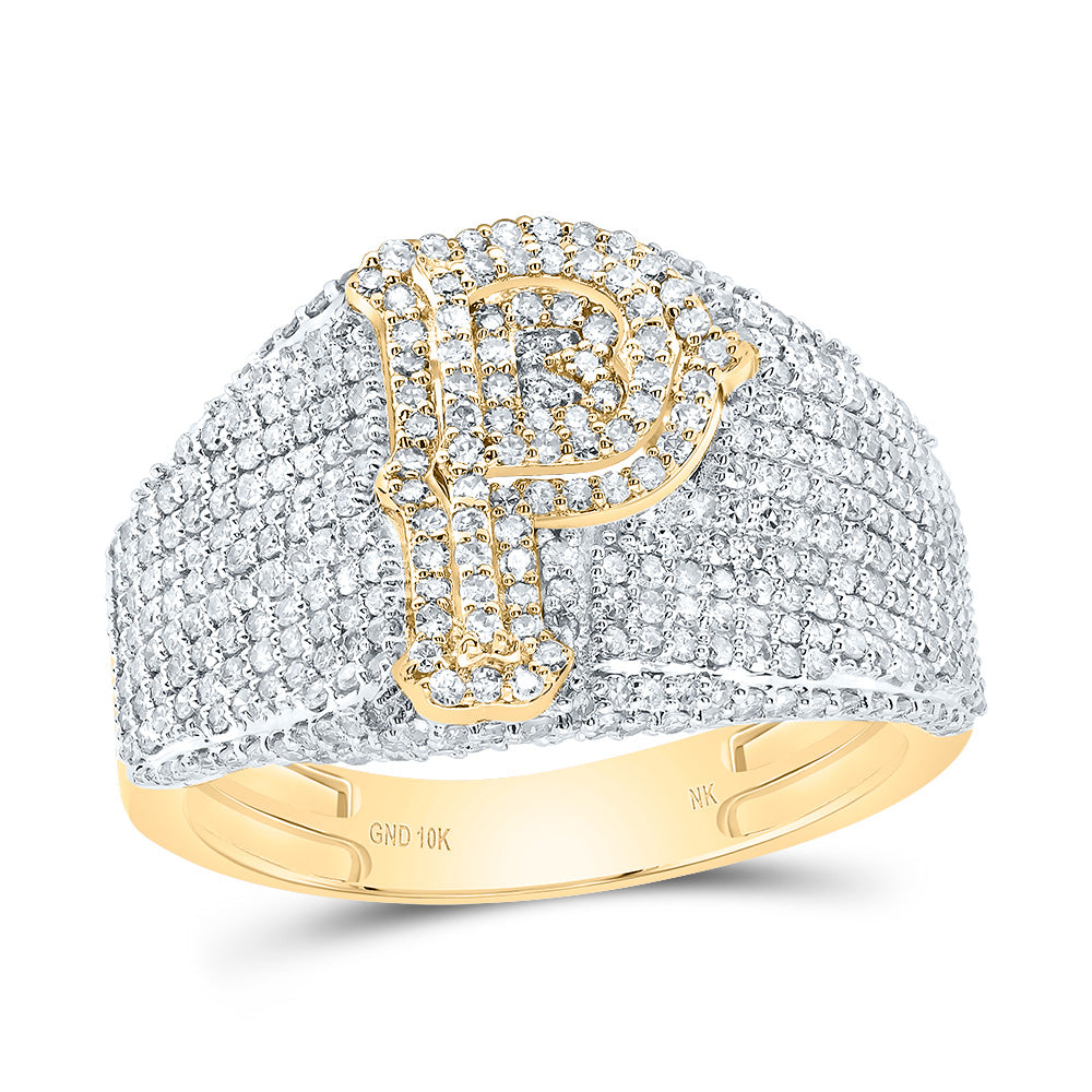 1 1/2Ctw-Dia Nk Initial "P" Men's Ring (5.11 grams)