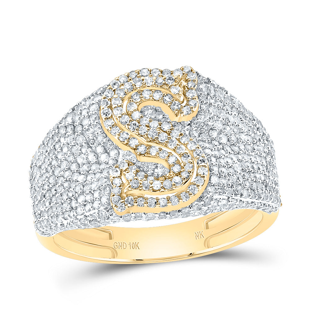 1 3/4Ctw-Dia Nk Initial "S" Men's Ring (4.62 grams)