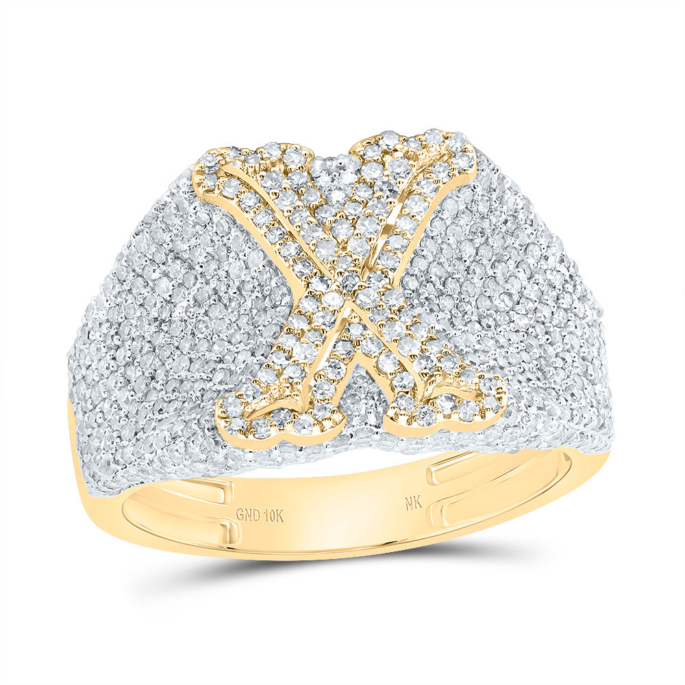 2Ctw-Dia Nk Initial "X" Men's Ring (5.75 grams)