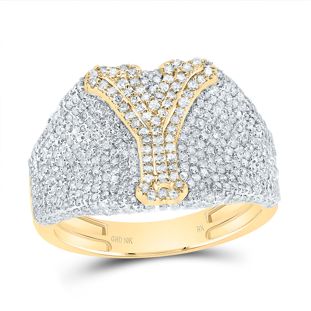 1 7/8Ctw-Dia Nk Initial "Y" Men's Ring (5.24 grams)