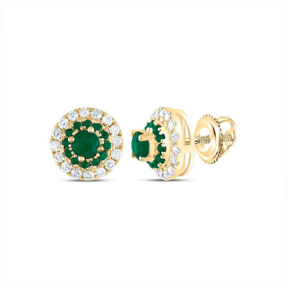 1/5Ctw-Dia Ana M 1/2Ctw-Rd-Em, Nat Gem Round Stud Earring