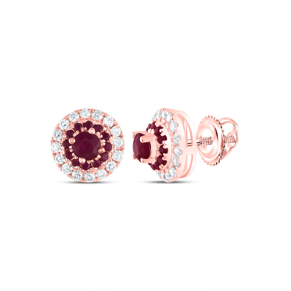 1/5Ctw-Dia Ana M 3/8Ctw-Rd-Ru, Nat Gem Round Stud Earring