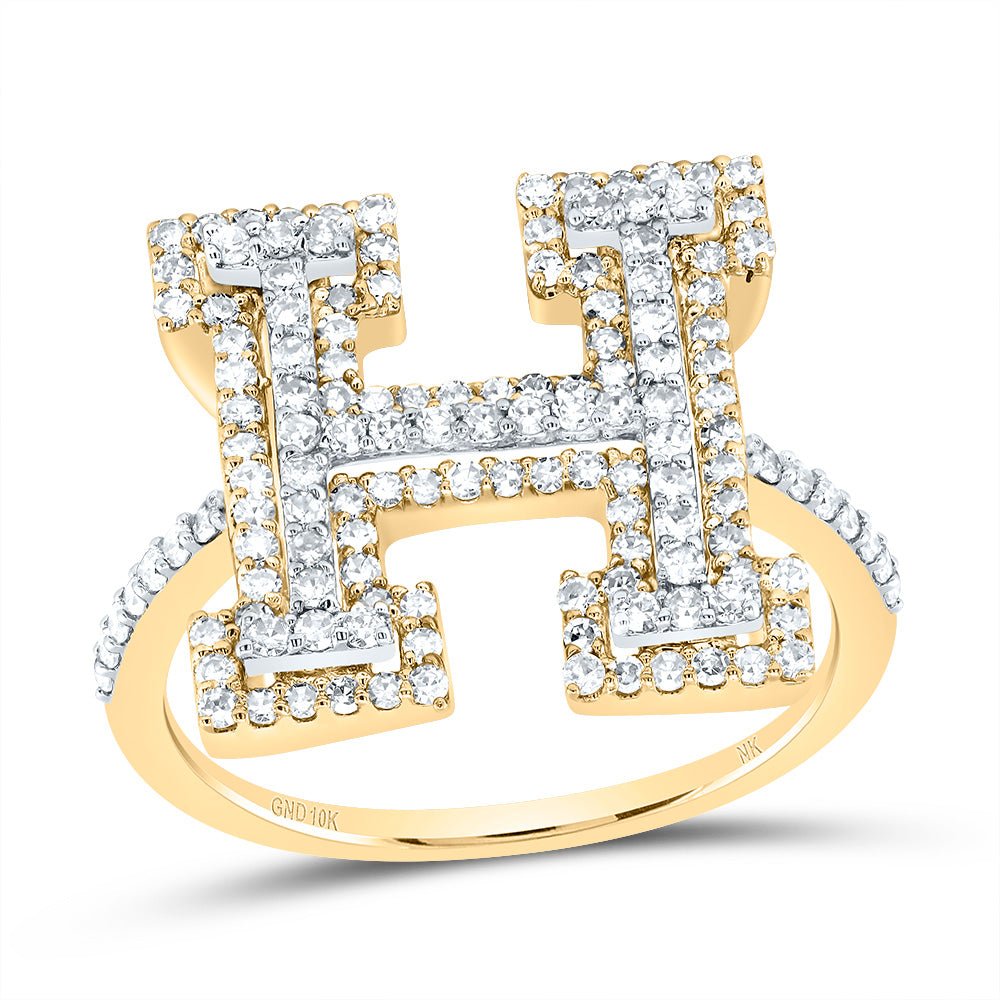 5/8Ctw-Dia Nk Fashion Initial "H" Ladies Ring (2.92 grams)