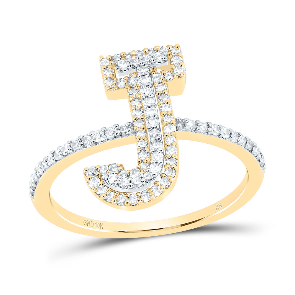 3/8Ctw-Dia Nk Fashion Initial "J" Ladies Ring (1.75 grams)