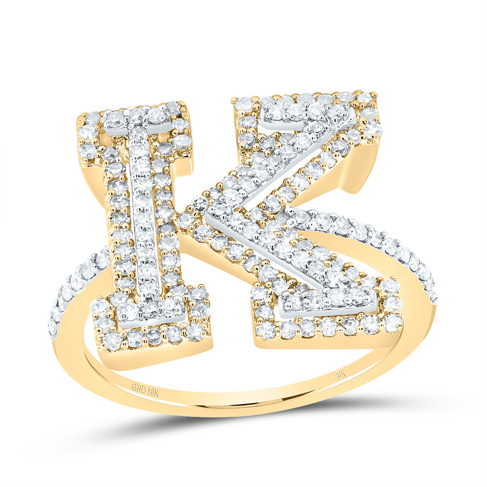 5/8Ctw-Dia Nk Fashion Initial "K" Ladies Ring (3.02 grams)