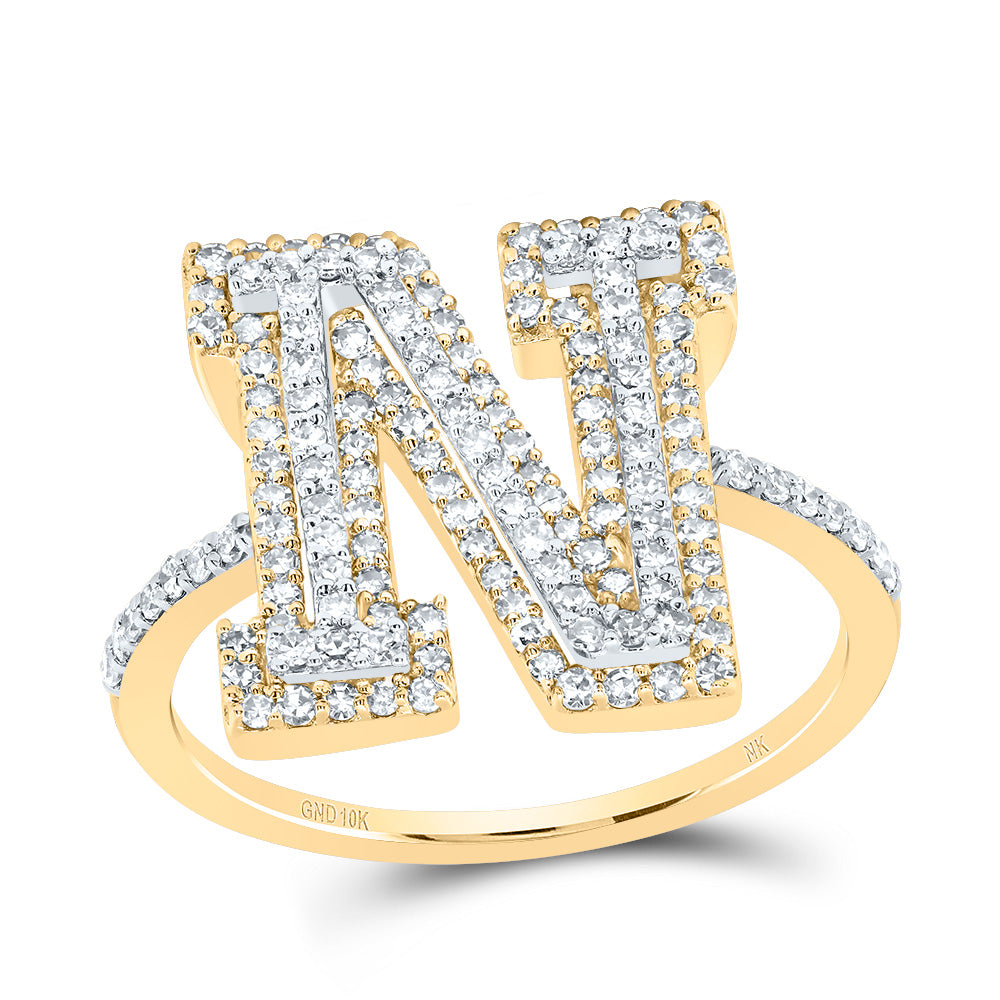 5/8Ctw-Dia Nk Fashion Initial "N" Ladies Ring (2.89 grams)