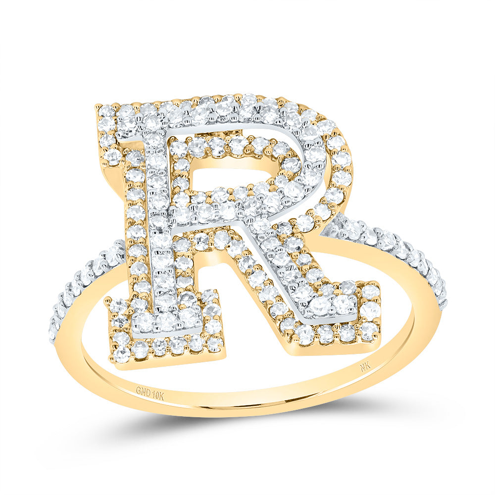 5/8Ctw-Dia Nk Fashion Initial "R" Ladies Ring (2.54 grams)