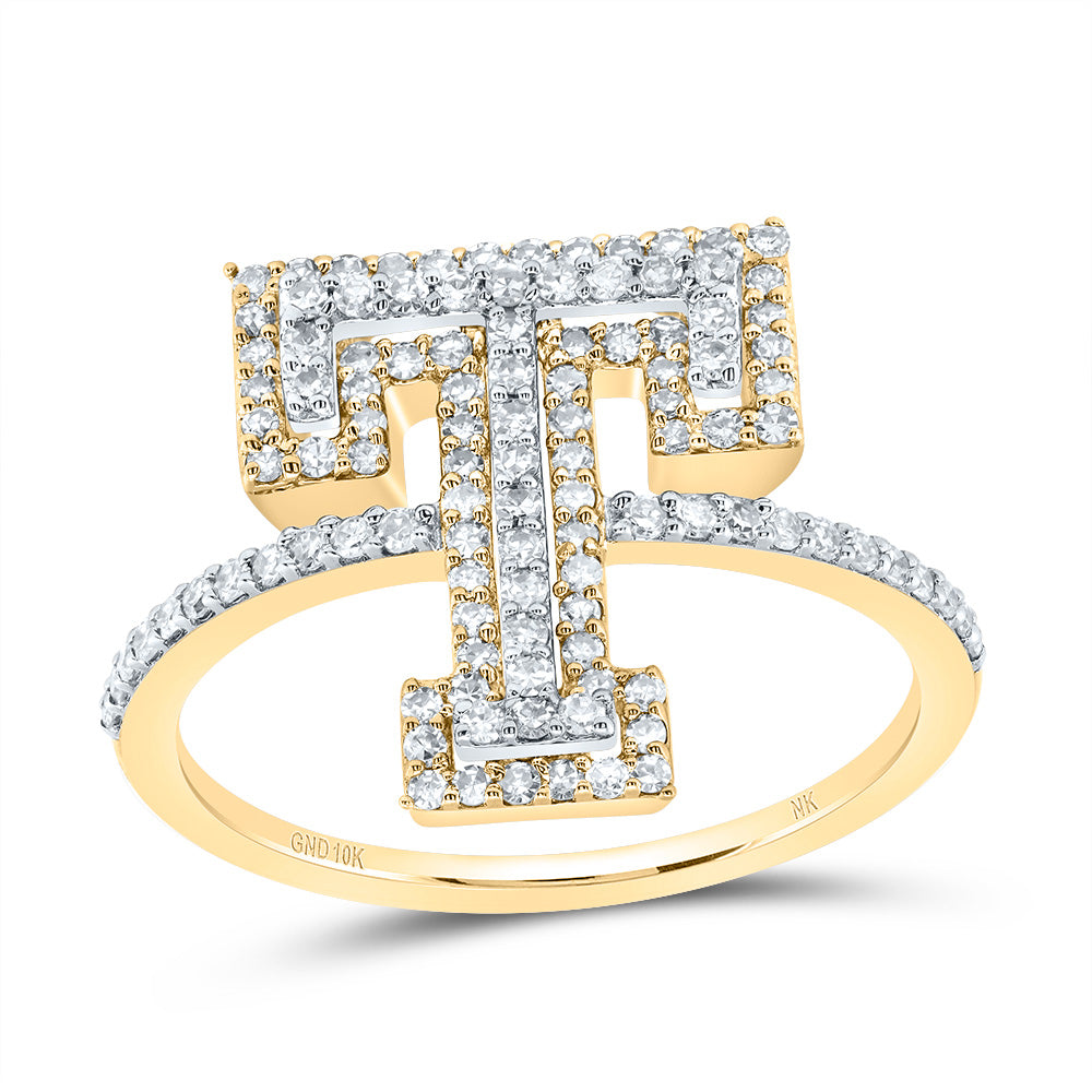 1/2Ctw-Dia Nk Fashion Initial "T" Ladies Ring (2.25 grams)