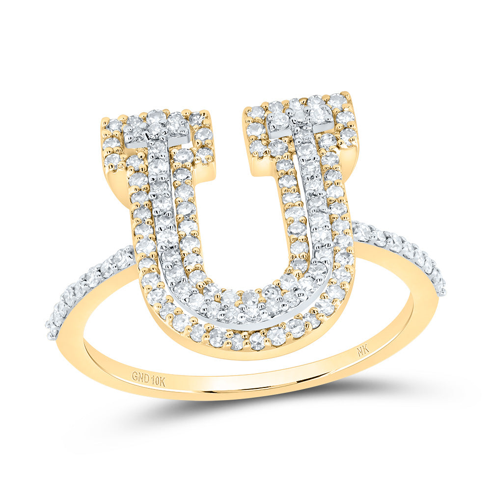 1/2Ctw-Dia Nk Fashion Initial "U" Ladies Ring (2.29 grams)