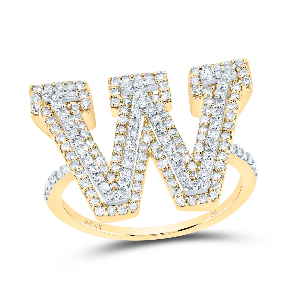 3/4Ctw-Dia Nk Fashion Initial "W" Ladies Ring (3.98 grams)