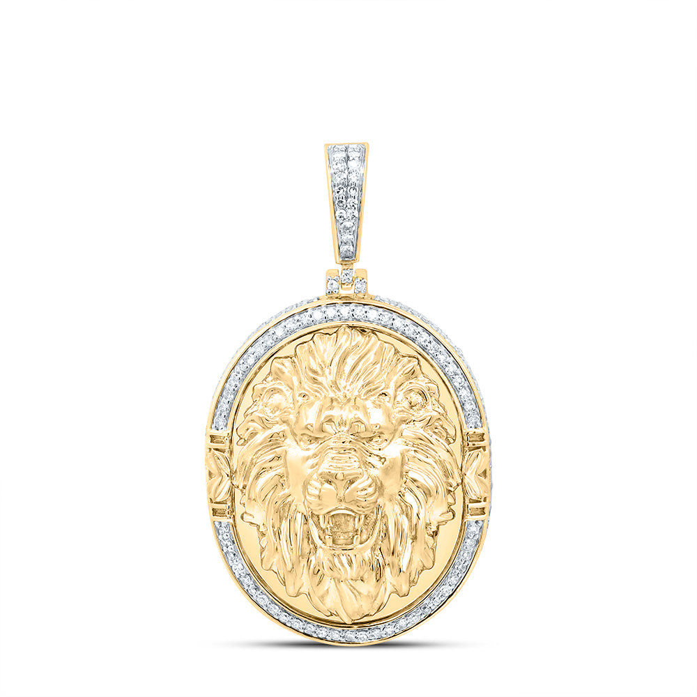 1Ctw-Dia Nk Fashion Lion Face Oval Mens Charm (7.633 grams)
